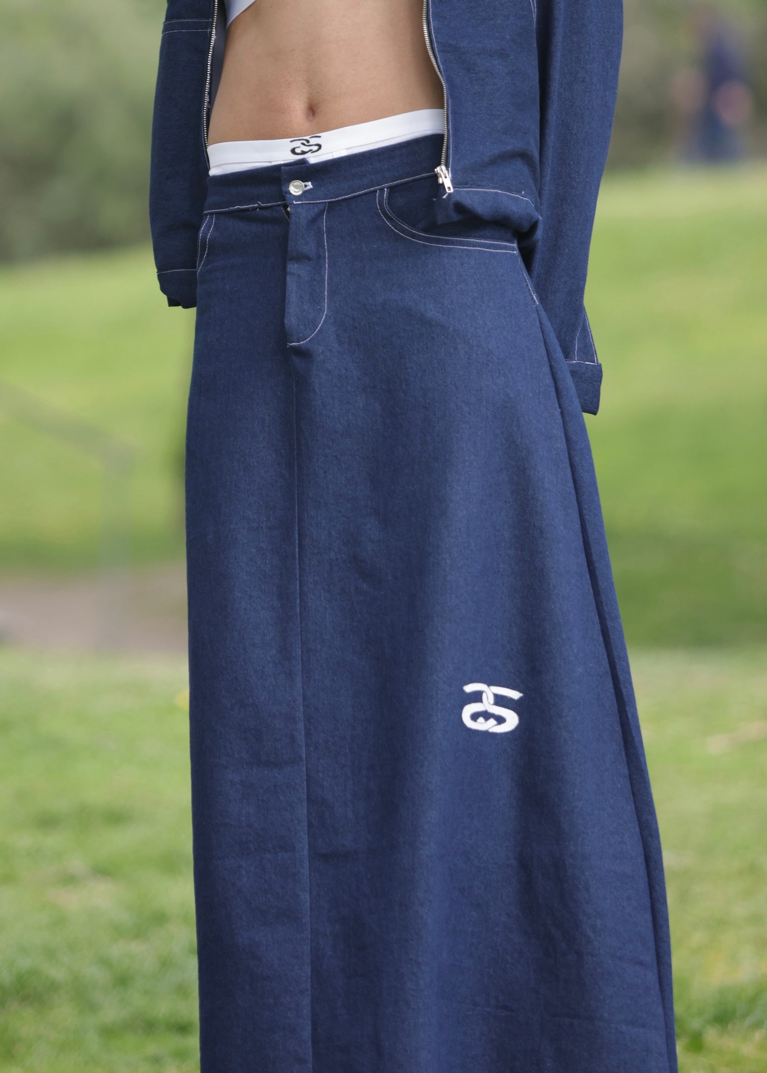 Genderless Denim Downtown Low-Rise Kilt - Handmade