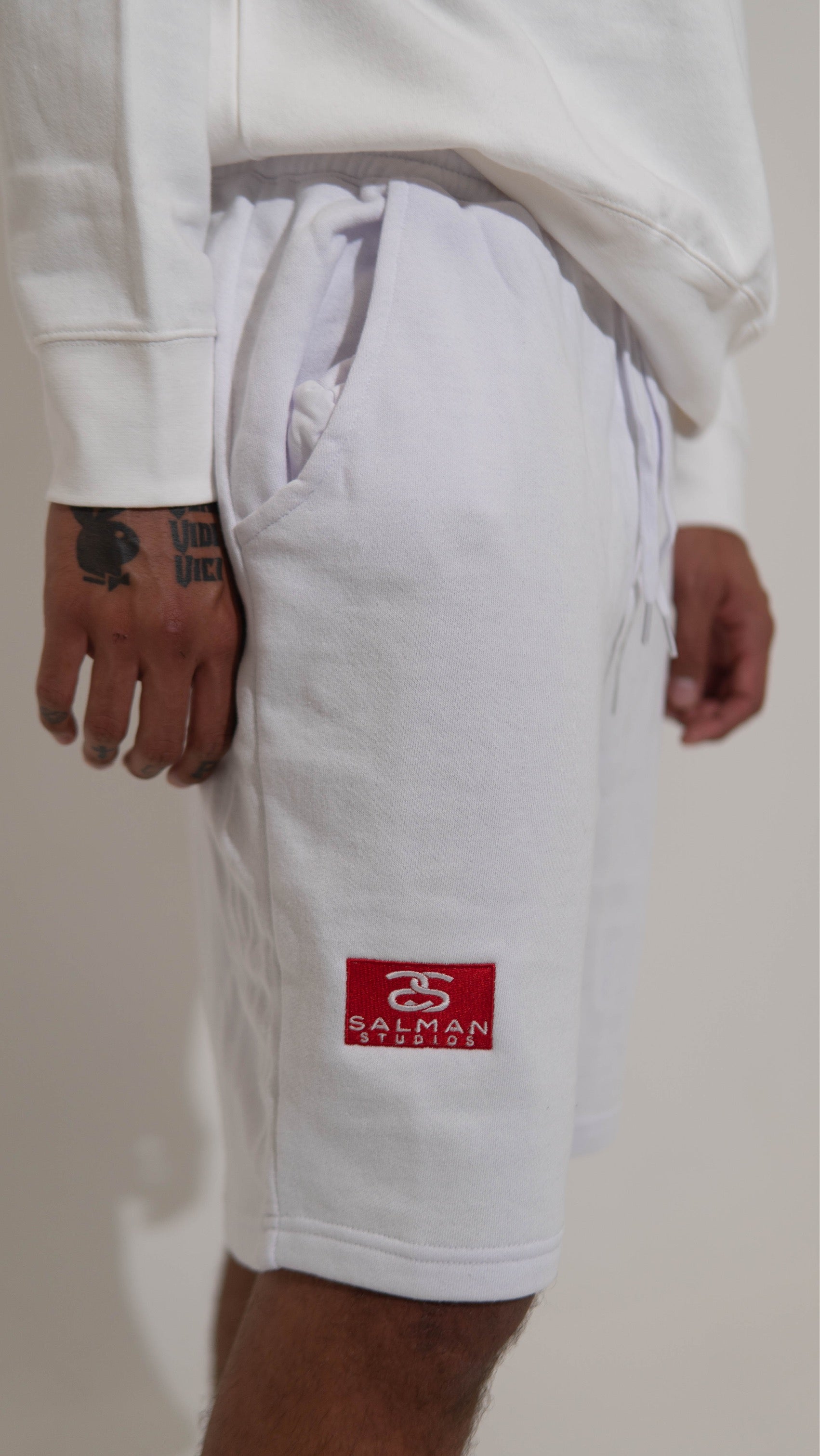 Premium Studio Fleece Shorts (White)